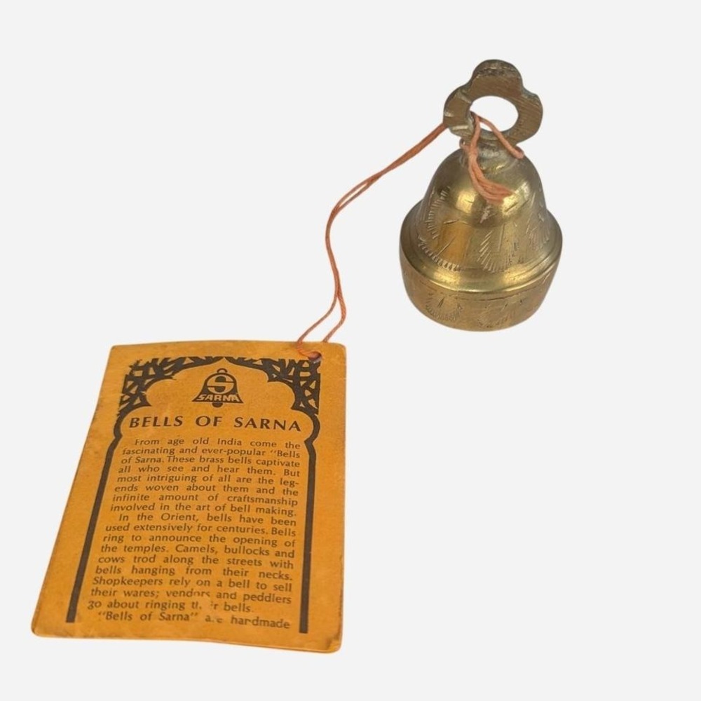 Vintage Bells of Sarna Diwali Brass Bell India NWT Original Tag Handmade - Picture 2 of 5